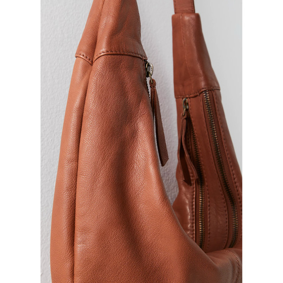 NEW FREE PEOPLE BRONZER BROWN IDLE HANDS LEATHER SLING CROSSBODY BAG PURSE - Picture 5 of 12